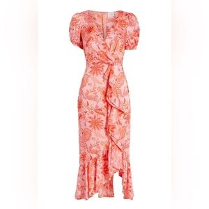 Cinq a Sept size14 Kay Ruffle Midi Dress English Rose